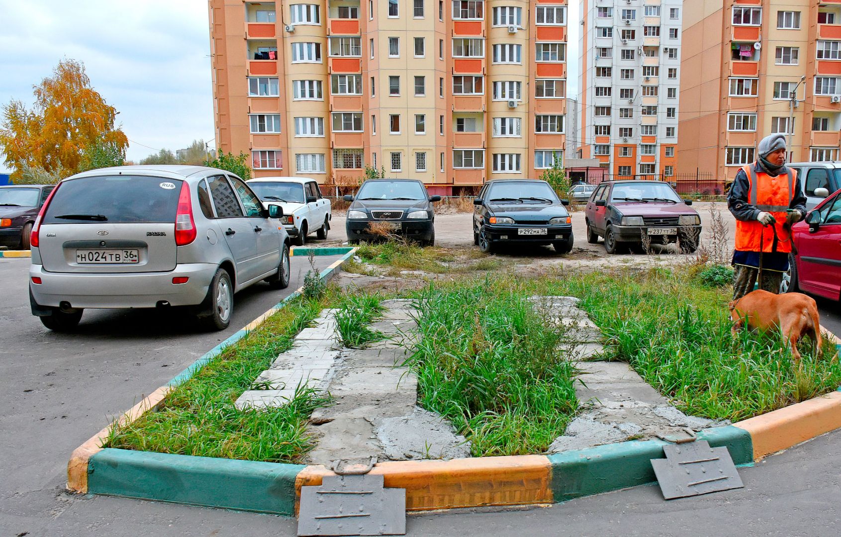 Воронежец оборудовал парковку на газоне